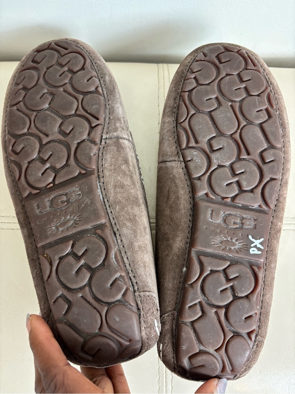UGG Ansley Moccasin In Chocolate Brown Suede Sheepskin Size 7 - Picture 4 of 8